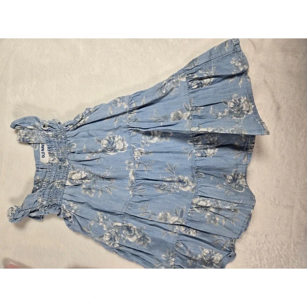 Old Navy‎ Toddler Girl 2T Tiered Dress Bundle Blue Floral & Pink Swiss Dot 2pk